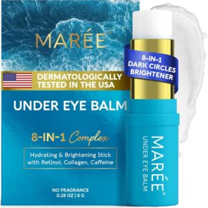 MAREE Under Eye Balm Stick 保湿 – 视黄醇咖啡因 老年女性眼部亮白棒 – 黑眼圈和皱纹胶原蛋白眼霜 – 0.28 盎司 蓝色 -60%