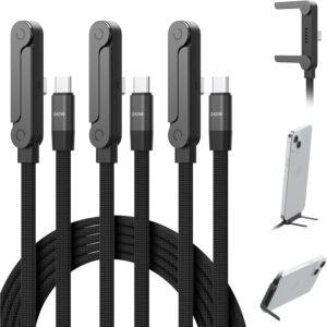3Pack USB C 转 USB C 数据线 带内置手机支架 90° 直角 240W 5FT 尼龙编织快速充电线 S25 -67%
