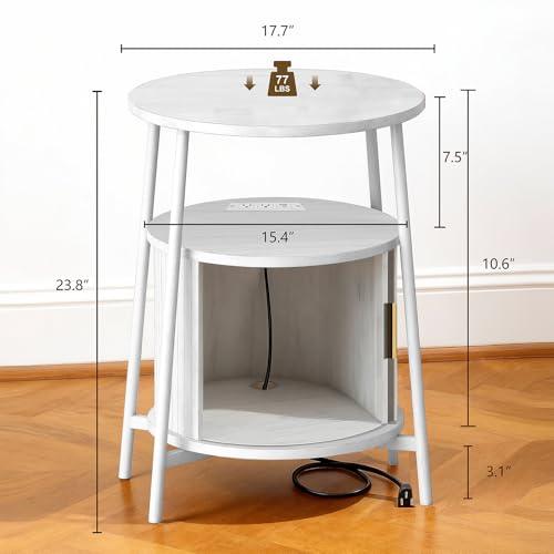 Round Side Table with Charging Port 50% OFF