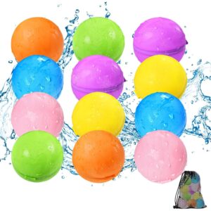 Reusable Water Balloons 12PCS - Summer Water Toys for Pool Beach & Outdoor, Self-Sealing Refillable Water Bombs for Kids Ages 3-14, Magnetic Splash Balls for Kids Fun Games & Activities  -60%