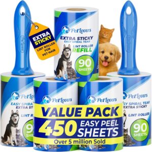 PetLovers Extra Sticky Lint Roller Mega Value Set 450 Sheets for Pet Hair Removal and Clothes, Dog and Cat Lint Remover 5 Pack  -0%