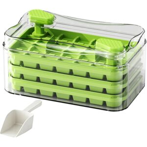 Dual-Pressure Ice Cube Tray with Storage Bin & Ice Scoop, 3-layers, 84Pcs Ices Cube Mold - Food Grade Easy Release Ice Maker  -50%