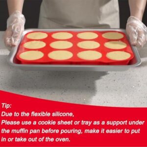 Redfly 2 Pack Silicone Muffin Pans for Baking & Cupcake Pan - 12 Cup Regular Size Silicone Molds 50%OFF