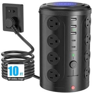 带 16 个插座和 5 个 USB 端口(2 个 USB-C)的电源板电涌保护塔 38%OFF