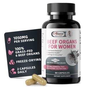 女性牛肉器官补充剂 100% 草饲牛器官复合物 90 粒 -50%