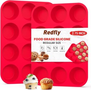 Redfly 2件装硅胶松饼模烘焙及杯子蛋糕模——12杯  50%OFF
