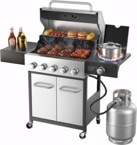 Veralune 68000 BTU 五头烧烤炉，带侧炉和钢烤架  49%OFF