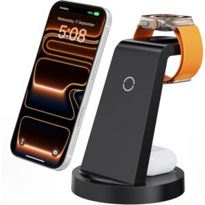 Anlmz 适用于 iPhone 的 3 合 1 充电站 适用于 iPhone 17 16e 16 15 14 13 12 11 X Pro Max 和 Apple Watch 的无线充电器41%